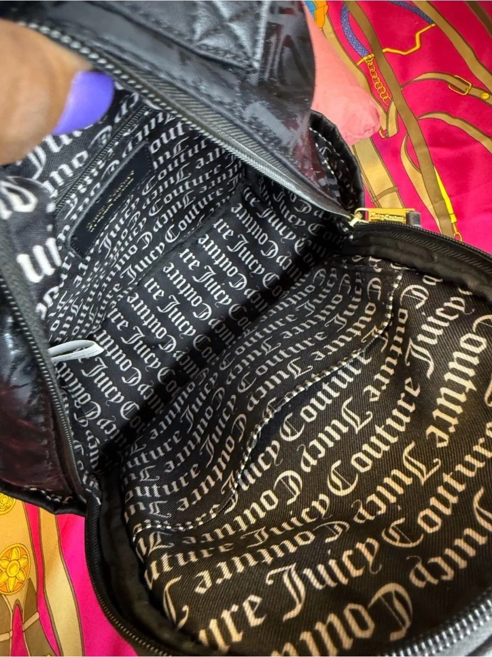 Juicy Couture Ransom Note Metallic Logo Gothic Mini Backpack - LIKE NEW